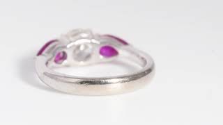 Refined 18kt White Gold Diamond and Ruby Ring.