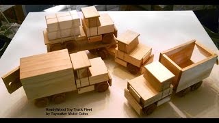 VISIT US at: http://toymakingplans.com. Plan set includes wood toy plans for Delivery Truck, Limber Truck, Semi Truck and Dump 
