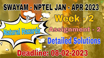 Week - 2 NPTEL - Natural Hazards  #assignment -2 I Jan-Apr 2023 I Detailed Solutions