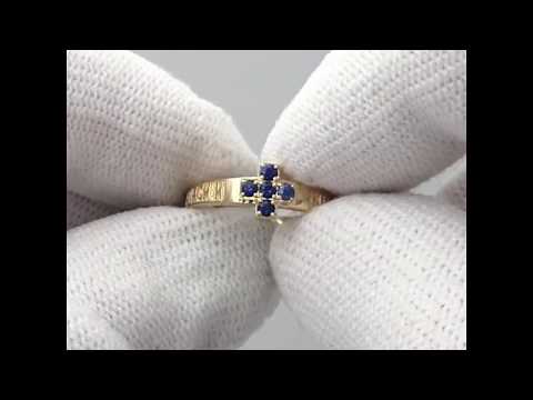 Кольцо "Спаси и сохрани" с крестиком из сапфиров.