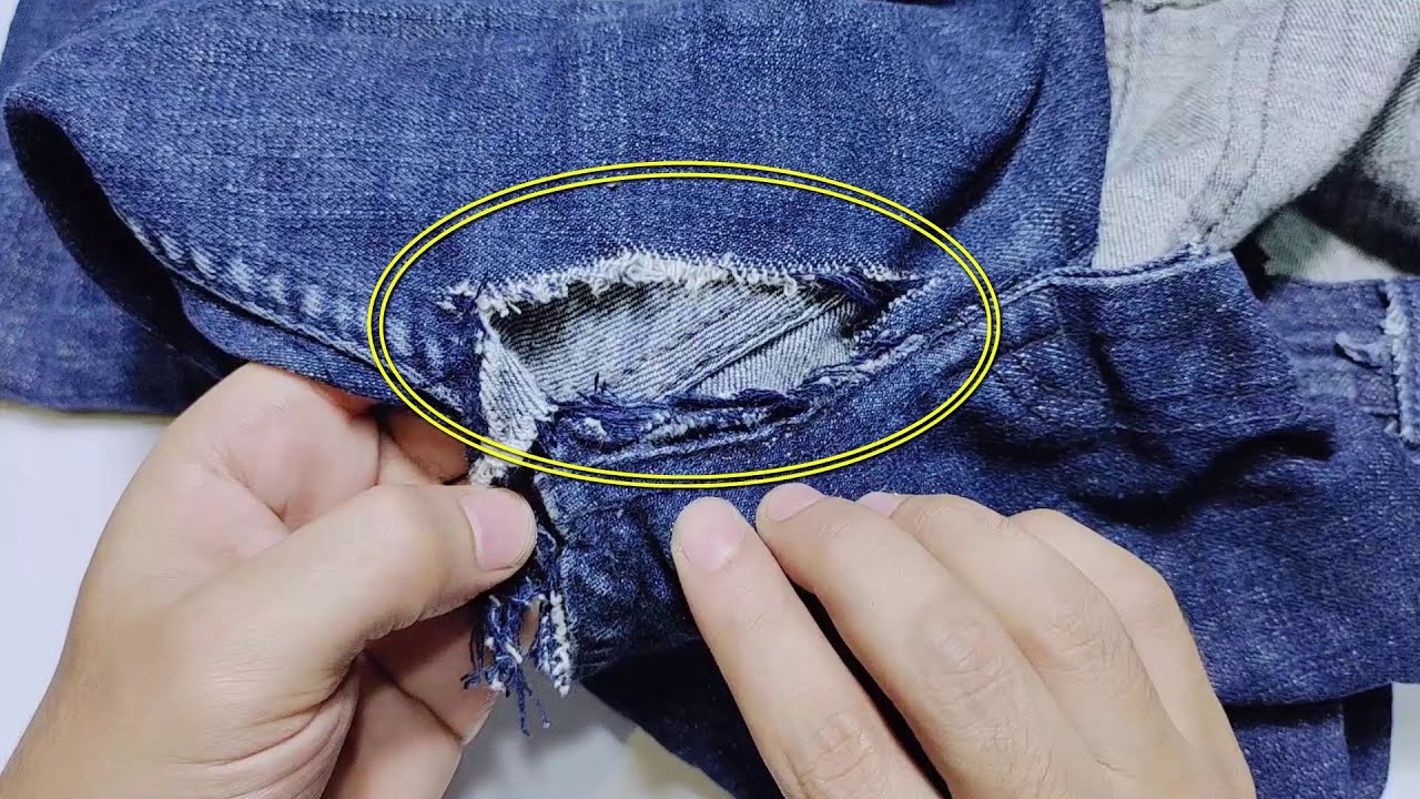 Great idea to fix holes in your jeans / Amazing repairs to jeans - YouTube
