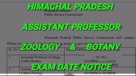 HPPSC ASSISTANT PROFESSOR ZOOLOGY & BOTANY EXAM DATE DECLARED TODAY #hppsc #hppscexam #zoology