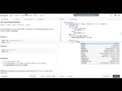 Leetcode 347. Top K Frequent Elements - python