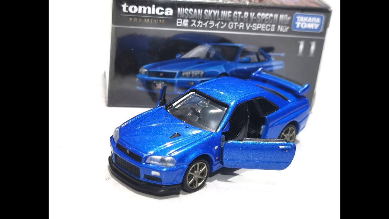 1/62 Tomica Premium Nissan GT-R V-SPEC II Nur (blue)