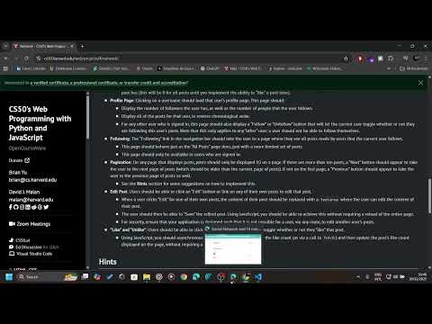 Harvard CS50 Web | Project 4: Network