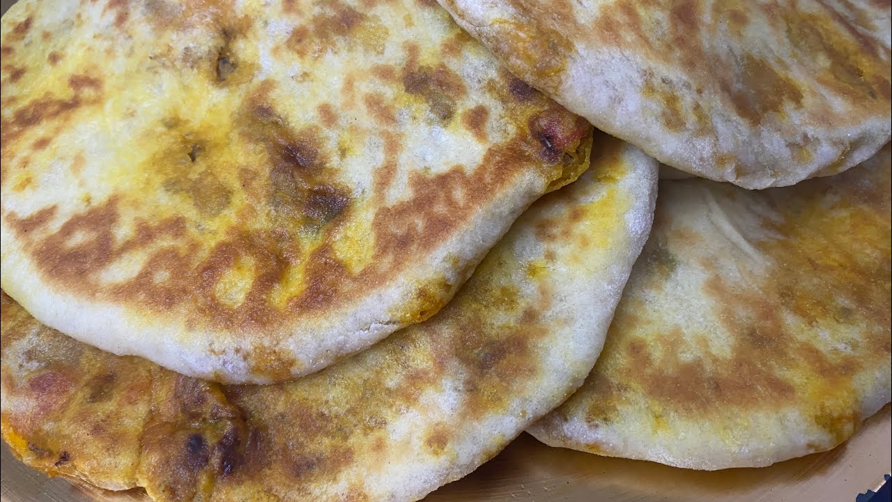 Moroccan pancakes stuffed with vegetables and minced meat بطبوط محشي بالكفتة والخضر