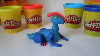 Как слепить из пластилина Плей До динозавра паразауролофа. How to make a  parazaurolof of Play-Doh.