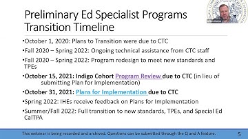 Webinar for all Preliminary Education Specialist Programs