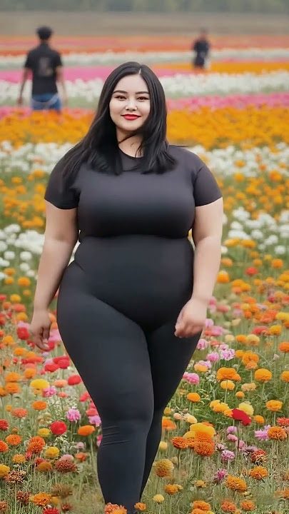 Keindahan di lautan bunga, bentuk tubuh montok dan berlekuk #plussize #aiartmodellookbook #fashion #curvy