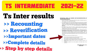 TELANGANA INTERMEDIATE || TS INTER || Recounting  and Reverification || Complete details #tsinter