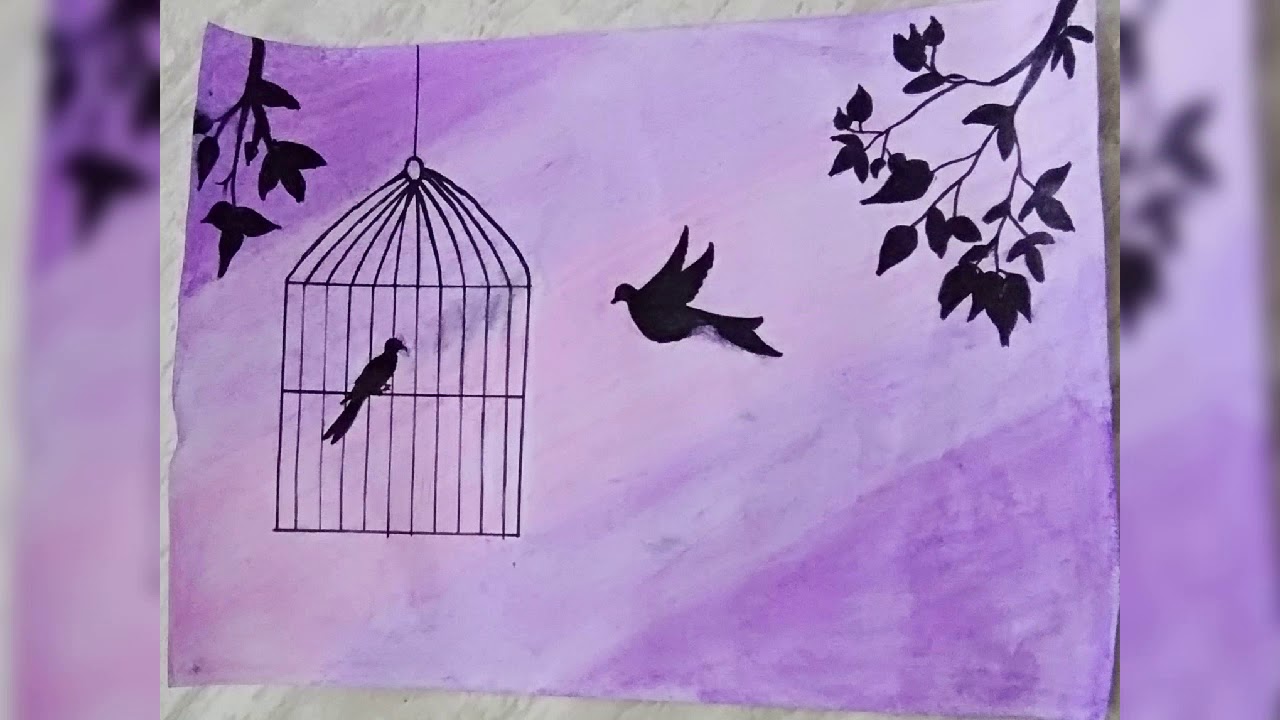 How to draw birds want freedom /Birds in cage drawing/oil pastels