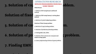 PRACTICALS  | INTEGER PROGRAMMING PROBLEM & GAME THEORY | OPERATIONS RESEARCH #reels