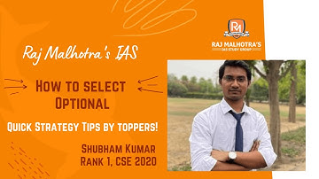How to select Optional Subject || Shubham Kumar (Rank 1, CSE 2020) || Quick Strategy Tips by toppers