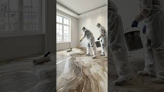 SATISFYING Marble Resin Floor Transformation 😱 Mocha Gold Cream #epoxyfloor #viral #home