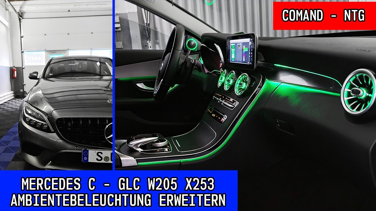 Mercedes C/GLC: Ambientebeleuchtung erweitern (64 Farben - beleuchtete  Luftdüsen - 3D Hochtöner) 