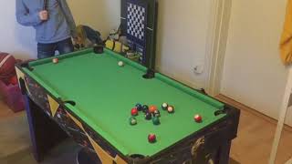 Son vs father in mini pool table! Who will win?