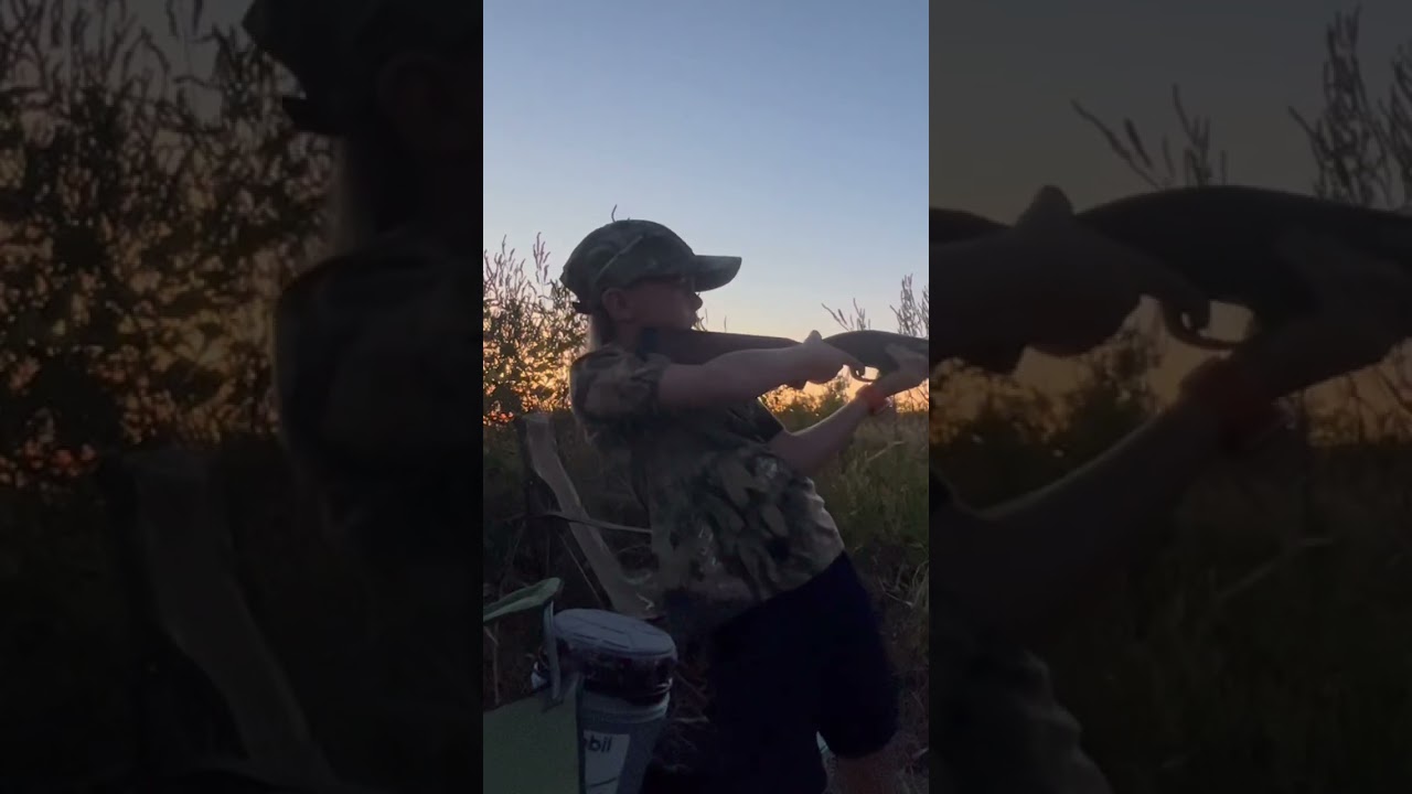 8 year old shoots 12 gauge dove shot! Next up is a slug! (Safety precautions were in place)
