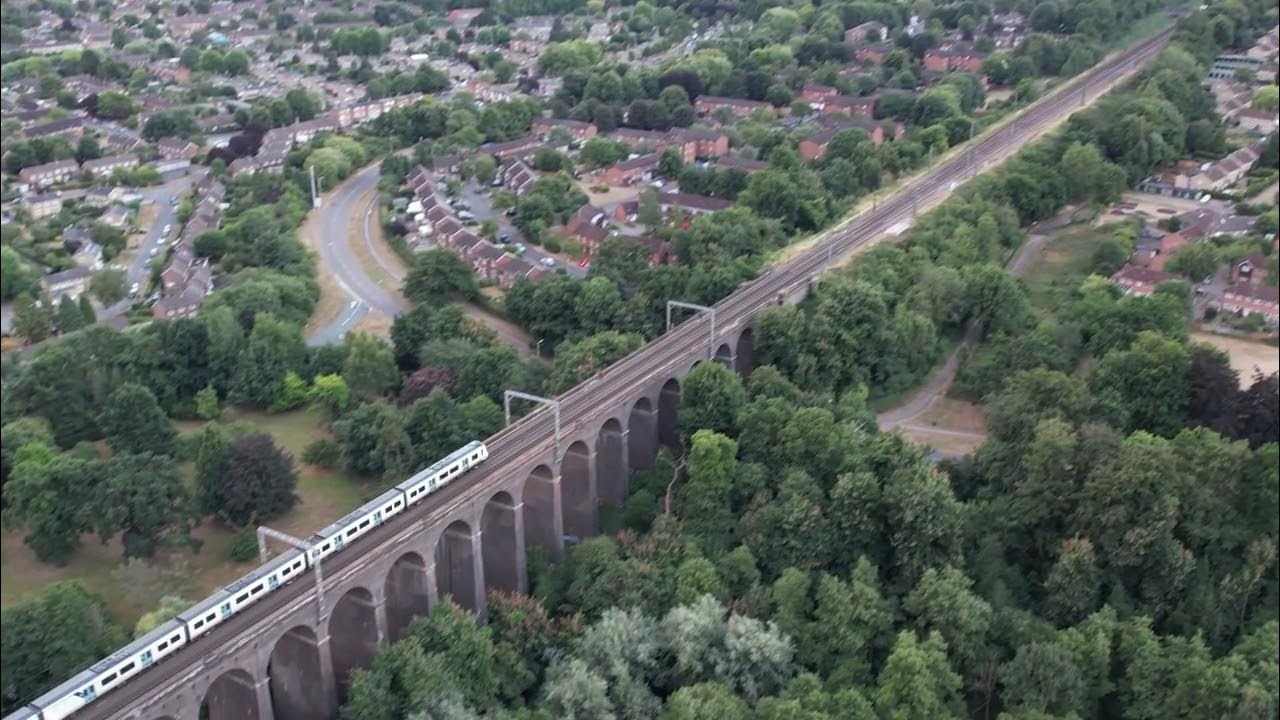 Train departing Welwyn Garden City train station, heading North over