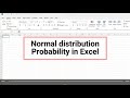 Normal Distribution Probability in Excel
