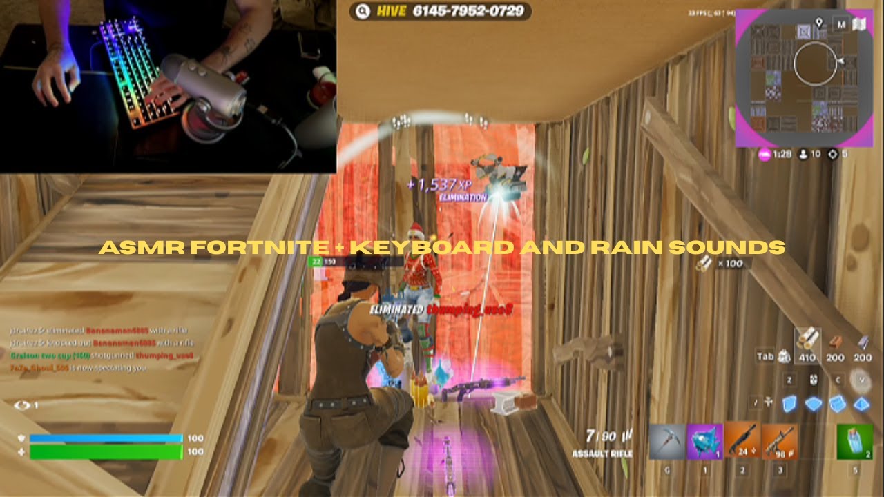 (Fortnite Asmr) Creamy keyboard sounds + rain sound
