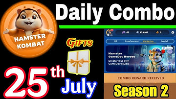 Hamster Kombat GameDev Heroes 🎮| 25 July Daily Combo 🧩 Season 2