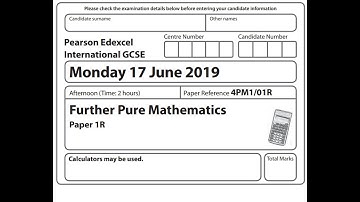 Edexcel IGCSE Further Pure Maths 2019 Paper 1 (R)