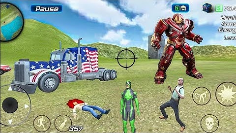 Rope Frog Ninja Hero New IronMan Robot in Vegas Crime Simulator - Android Gameplay