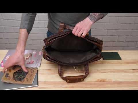 Сумка чоловіча для ноутбука з діагоналлю 15.6 дюйма Vintage 14247 Коричнева, видео 1