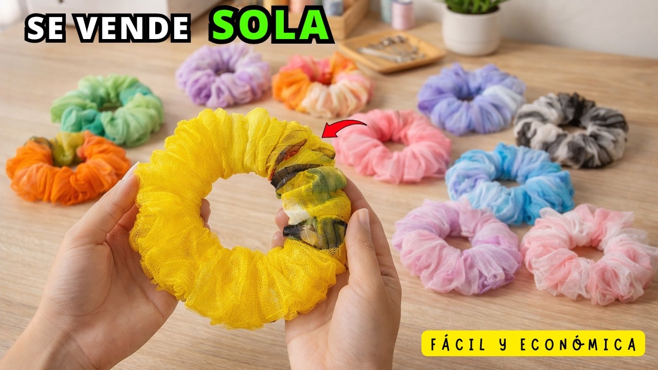 Esta Scrunchies de dos Colores se Vende Sola | Tutorial Paso a Paso |Es Fácil  y Bonita- DIY