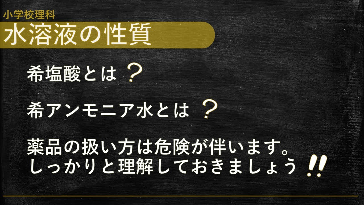 小学校理科教員向け動画 希塩酸と希アンモニア水 6年生 水溶液の性質 Youtube