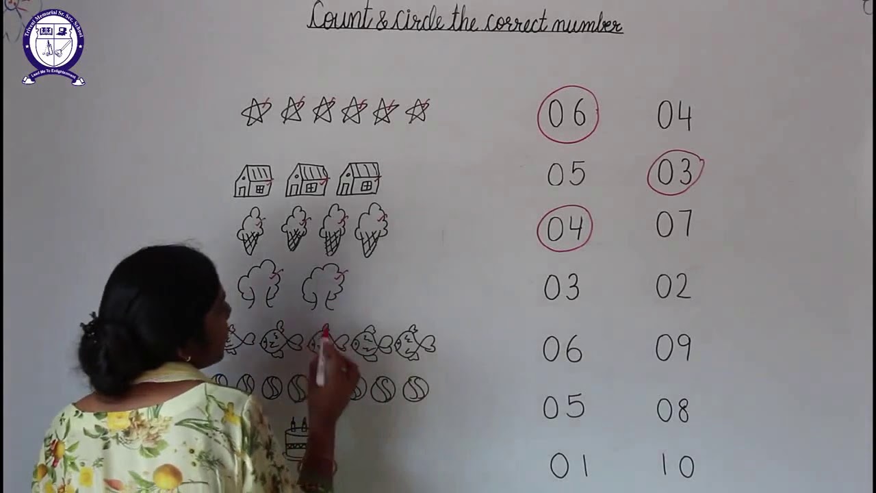 Class-P1||Maths||Count and Circle the Correct Number