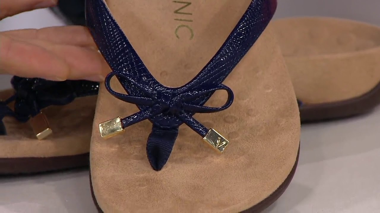 Vionic Thong Sandals w/ Bow Detail - Bella II Lizard on QVC - YouTube