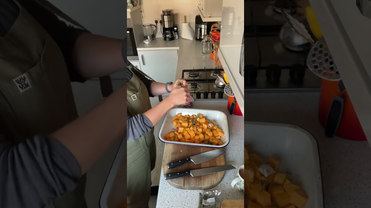 Golden squash and chickpea pasta