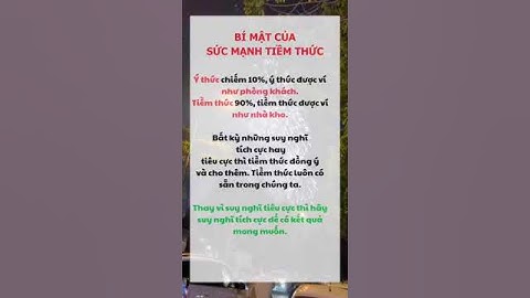 BÍ MẬT CỦA SỨC MẠNH TIỀM THỨC