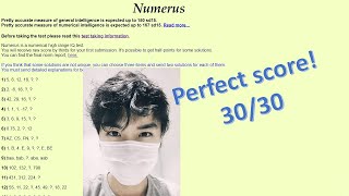 Fengzhi Wu scores 30/30 on Numerus - Congratulations!!!