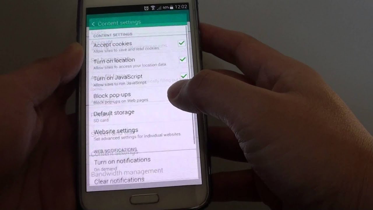 Samsung Galaxy S5 How to Clear site Stored Data on Browser