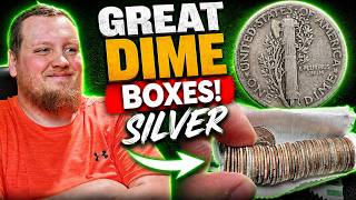 DIME BOXES STACKED WITH SILVER!!! (COIN ROLL HUNTING DIMES)
