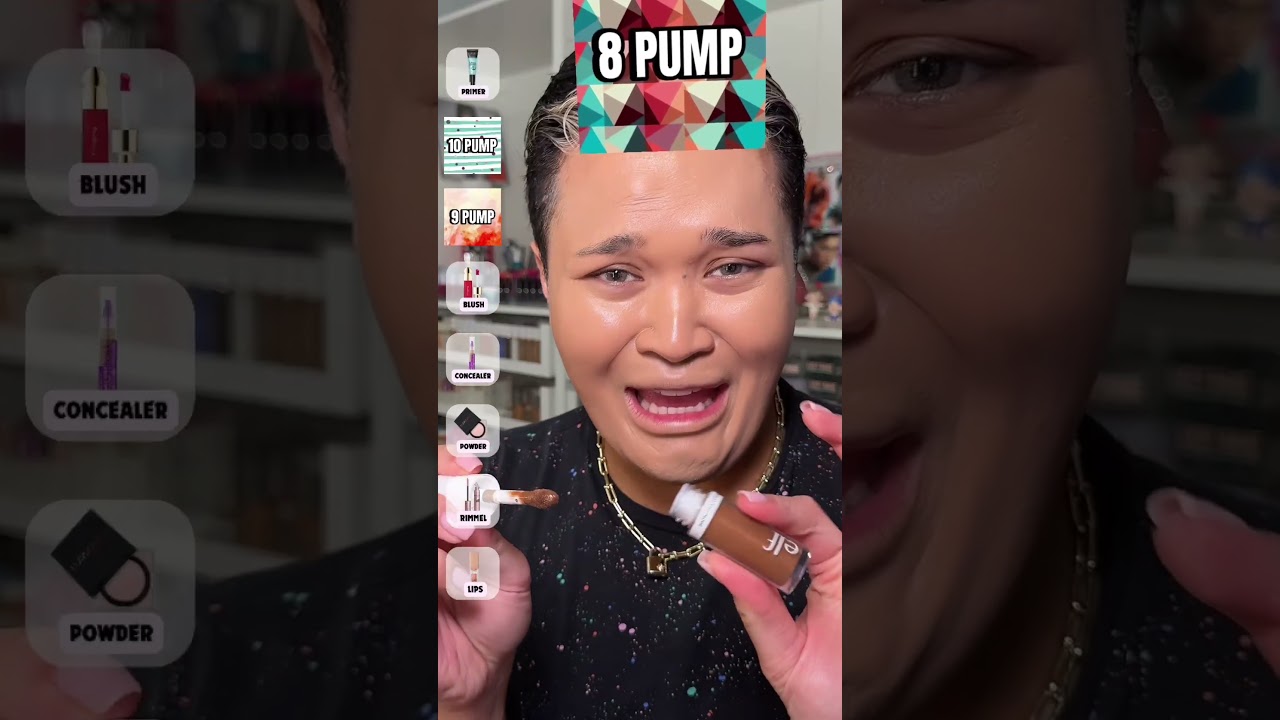Tiktok filter chooses how many pumps of makeup but a FULL FACE of elf cosmetics?! 😱😭