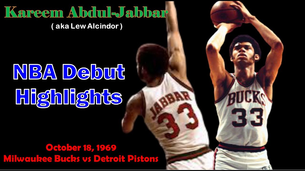 Kareem Abdul-Jabbar NBA Debut, Milwaukee Bucks vs Detroit Pistons