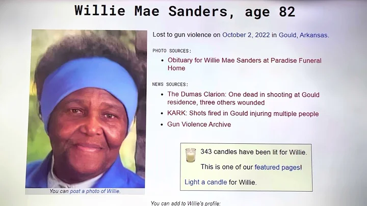 GOULD, ARKANSAS OCT 2, 2022, WILLIE MAE SANDERS 82...
