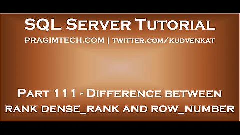 Difference between rank dense rank and row number in SQL