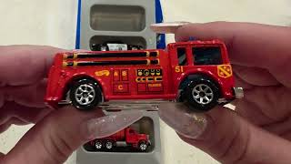 Hot Wheels Vintage Cars Auto-City Fire Truck Police Car Tow Hauler Unboxing Show, Play & Tell!