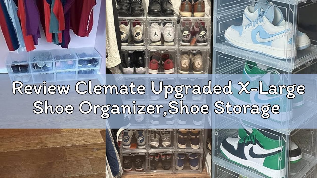 Review Clemate Upgraded X-Large Shoe Organizer,Shoe Storage Organizer,12 Pack,Shoe Box Clear Plastic