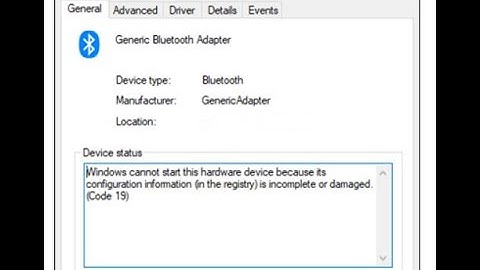 Fix Generic Bluetooth Adapter Error Code 19 on Windows 10