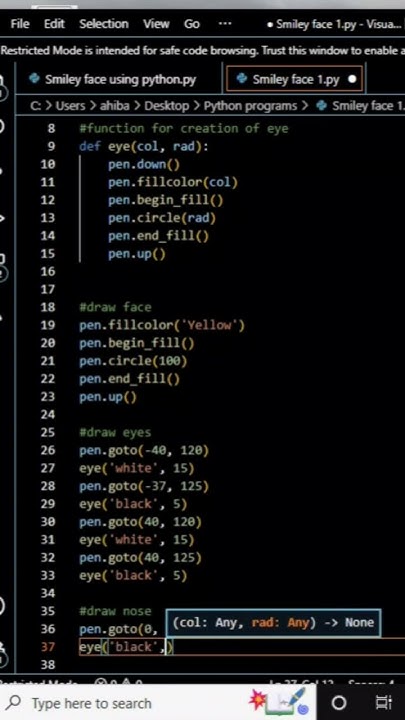 How to make smiley face using Python ๐ || Python Wallah || - YouTube