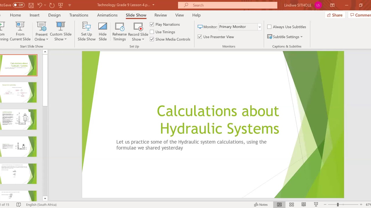 Grade 9 Technology, 5 June 2020 Hydraulics YouTube