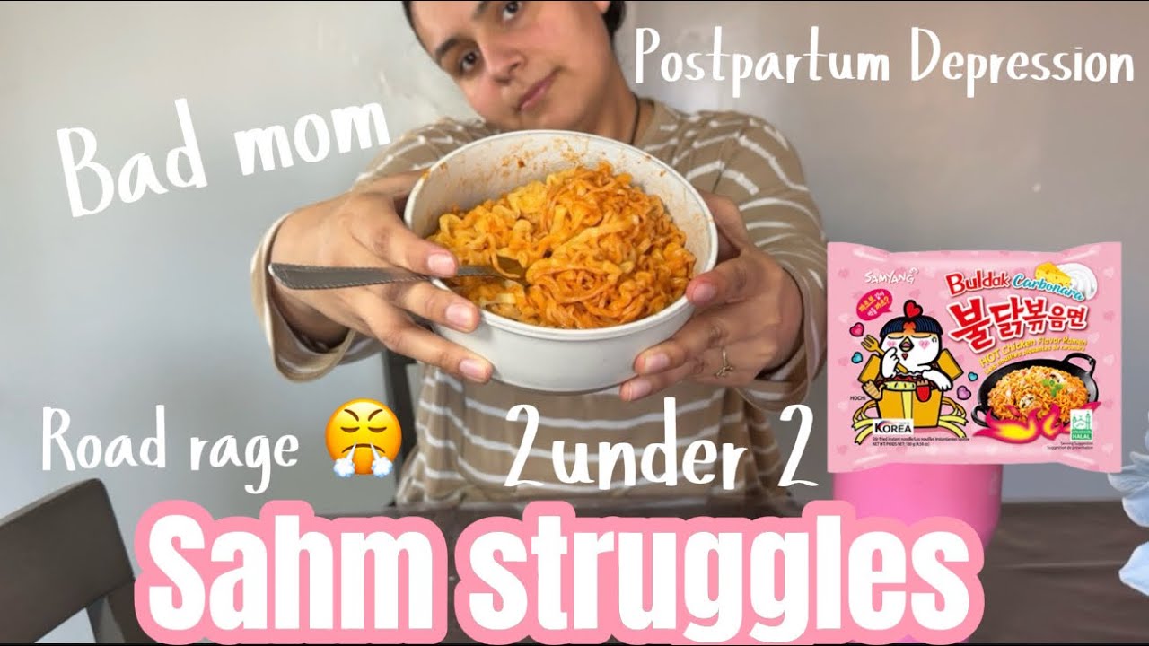 Stay at home mom struggles | bad mom | 2 kids under 2 | Postpartum Depression | Buldak mukbang! 