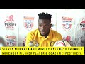 URA FC PLAYER STEVEN MUKWALA AND KCCA FC COACH MORLEY BYEKWASO WIN PILSNER'S NOVEMBER GONG.