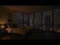 Luxury Penthouse Rainstorm Ambience | Rain on Window Sounds for Deep Sleep and Relaxation