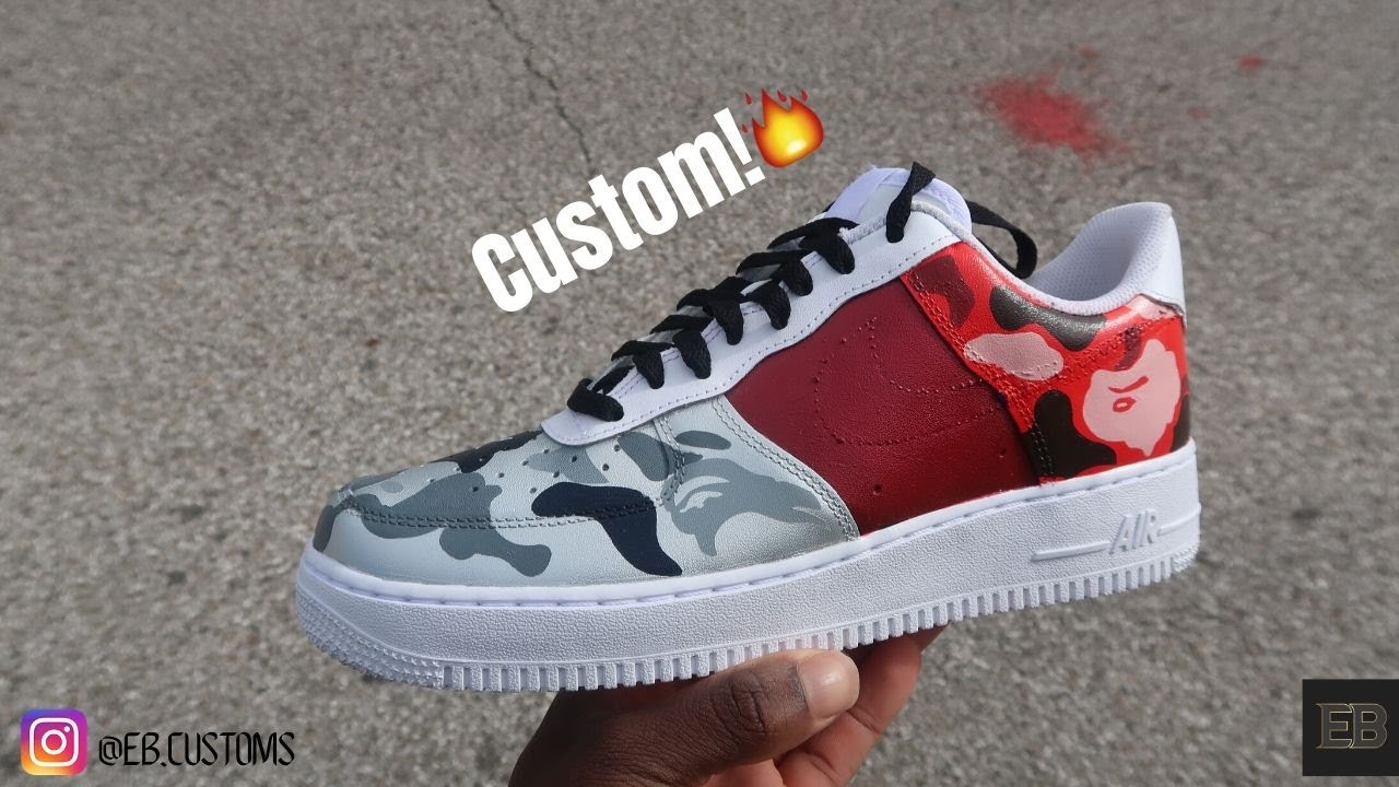 SUPREME x BAPE CUSTOM AIR FORCE 1's - (Full Length Video) + (Tutorial) 